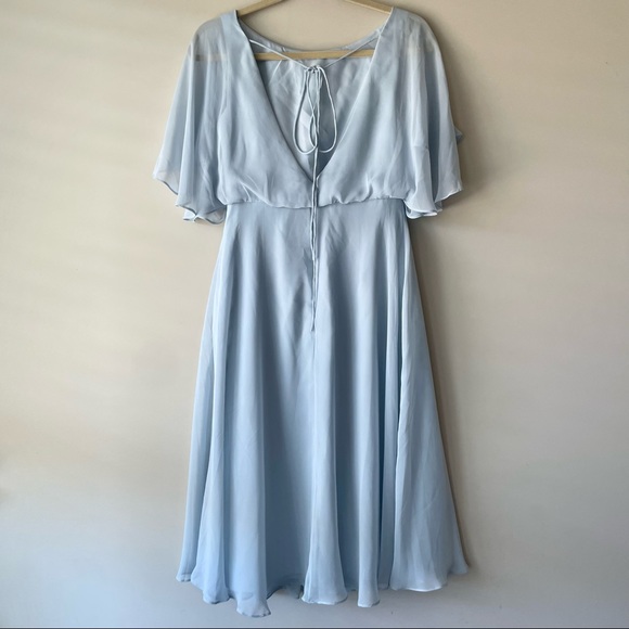 NWOT Jenny Packham Flutter Sleeve Open Back Chiffon Cocktail Dress - Picture 2 of 6
